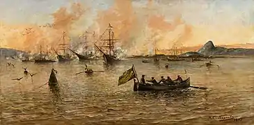 Giovanni Castagneto: «Una salva en el día de gran gala en la bahía de Río de Janeiro», 1887, MASP