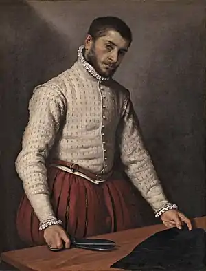 El sastre, en gregüescos,pintado hacia 1565-70por Giovanni Battista Moroni.Galería Nacional de Londres.