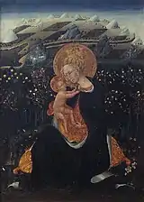 La de Giovanni di Paolo (ca. 1456) cuya percepción de la naturaleza y el paisaje recreados alrededor de la virgen, que llegará luego a su máximo esplendor en la pintura flamenca.