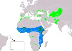 Distribución de Glareola pratincola