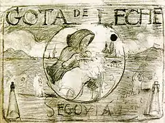 Boceto de Daniel Zuloaga para la realización del mural de la institución segoviana "La Gota de Leche", hacia 1913.