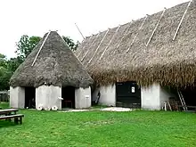 Casa con techo de paja y sistema de zancas en Gotland.