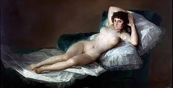 La maja desnuda (hacia 1800) de Goya. Museo del Prado.