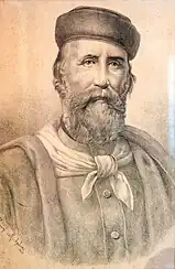 José Garibaldi, Autor: Luigi Micheloni, Litografía firmada "Luigi Micheloni 1900", 1900 (43X61 cm).