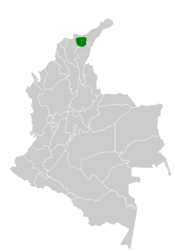 Distribución geográfica del tororoí de Santa Marta.