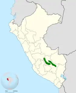 Distribución geográfica del tororoí de Urubamba.