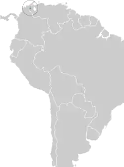 Distribución geográfica del tororoí del Perijá.