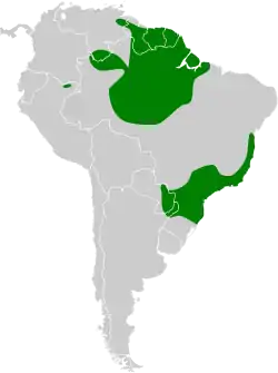 Distribución geográfica del tororoí pintado.