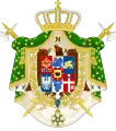 El escudo del Reino de Italia de Napoleón, que incluye muchos símbolos de ciudades italianas y el águila imperial.