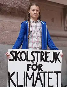 Greta Thunberg fuera del parlamento sueco, 2018.