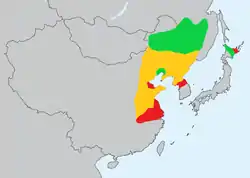 alt=Distribución
Verde: Área de reproducción
Amarillo: Paso migratorio
Rojo: Área no reproductora