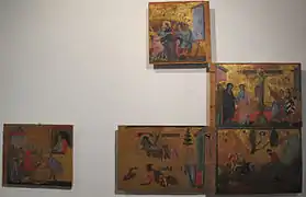 De los pintores anteriores, fragmentos de un retablo de la catedral de Siena (segunda mitad del siglo XIII).