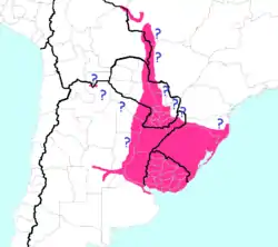 Distribución geográfica del grupo gymnogenys, en el cual se aglutinan algunas de las especies del género Gymnogeophagus.