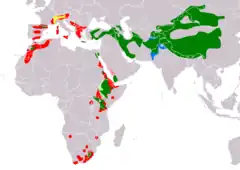 Distribución de Gypaetus barbatus