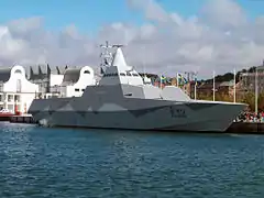 HSwMS Helsingborg visitando la ciudad de Helsingborg.