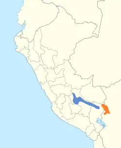 Distribución geográfica de la tangara inti.