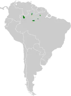 Distribución geográfica del titirijí de Pelzeln.