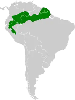 Distribución geográfica del titirijí ojiblanco.