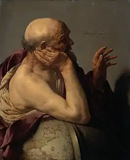 Heráclito llorando, por Hendrick ter Brugghen (1628)