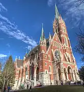 Iglesia del Sagrado Corazón de Jesús en Graz  (1881-1887; la dirección de obras fue de  Robert Mikovics)