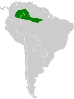 Distribución geográfica del saltarín crestiamarillo.