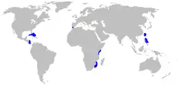 Área de distribución de H. nakamurai (en azul)