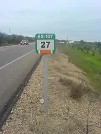 Hito de la red básica de carreteras de Extremadura