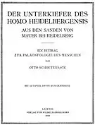 Portada de la descripción de Homo heidelbergensis por Otto Schoetensack en 1908.