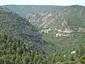 Los montes boscosos con Huertapelayo al fondo.