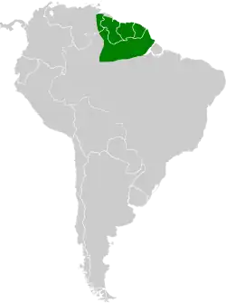 Distribución geográfica del trepatroncos piquirrojo.