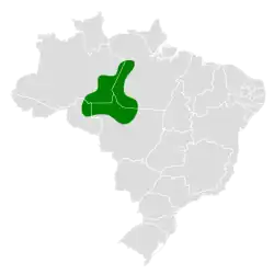 Distribución geográfica del tororoí de Alta Floresta.