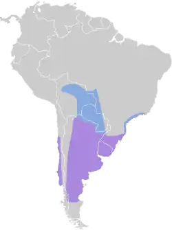 Distribución geográfica de la viudita picoplata.