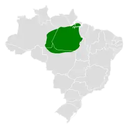 Distribución geográfica del hormiguero cantarín de Spix.