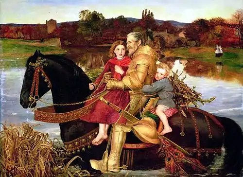 Un sueño del pasado: Sir Isumbras en el vado, por Millais (1853)