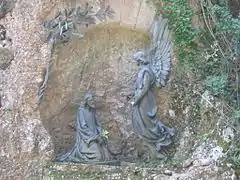 Primer Misterio de Dolor: La Oración de Jesús en el Huerto de Getsemaní, Rosario Monumental de Montserrat (1897).