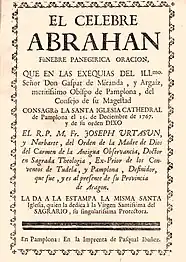 Exequias del obispo de Pamplona Gaspar de Miranda, impresas en 1767