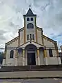 Iglesia San Francisco de Temuco, su ubicación simboliza el inicio de la Avenida Alemania hacia el Poniente.