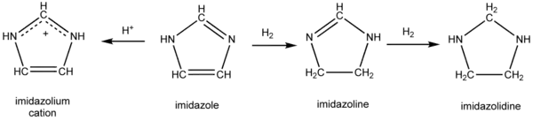 Figure. Relación química entre el imidazol y sus derivados reducidos.