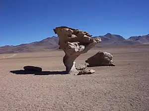 Una roca esculpida por el viento en el Salar de Uyuni, Bolivia (Wilken, 2002).