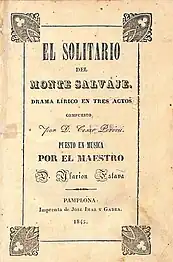 "Drama musical" con texto de César Perini (1807-1848) y música de Hilarión Eslava (1845)