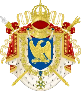 Escudo de armas Imperial del Primer Imperio Francés (1804-1815), bajo Napoleón Bonaparte.