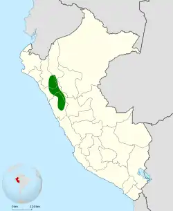 Distribución geográfica del incaspiza bigotudo.