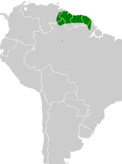 Distribución geográfica del cotinguita oscuro.