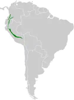 Distribución geográfica del mielerito collarejo.