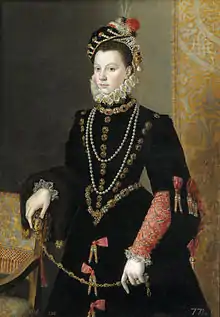 Retrato de Isabel de Valois (c. 1605), de Juan Pantoja de la Cruz  (Museo del Prado)