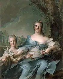 Jean-Marc Nattier: Luisa Isabel, esposa de Felipe I de Parma, con la princesa Isabel.