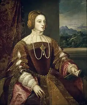 Isabel de Portugal luciendo una incipiente lechuguilla