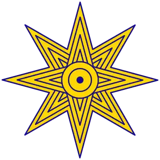 La Estrella de Ishtar es un símbolo de la antigua Sumerian diosa Inanna. Este símbolo, junto con Shamash, más tarde dio origen al emblema de Irak (1959-1965).