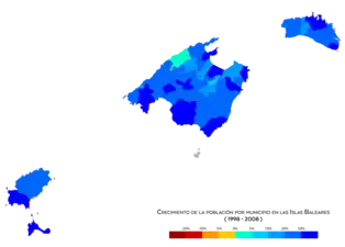 Crecimiento de población por municipio entre 1998 y 2008