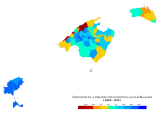 Crecimiento de población por municipio entre 2008 y 2018